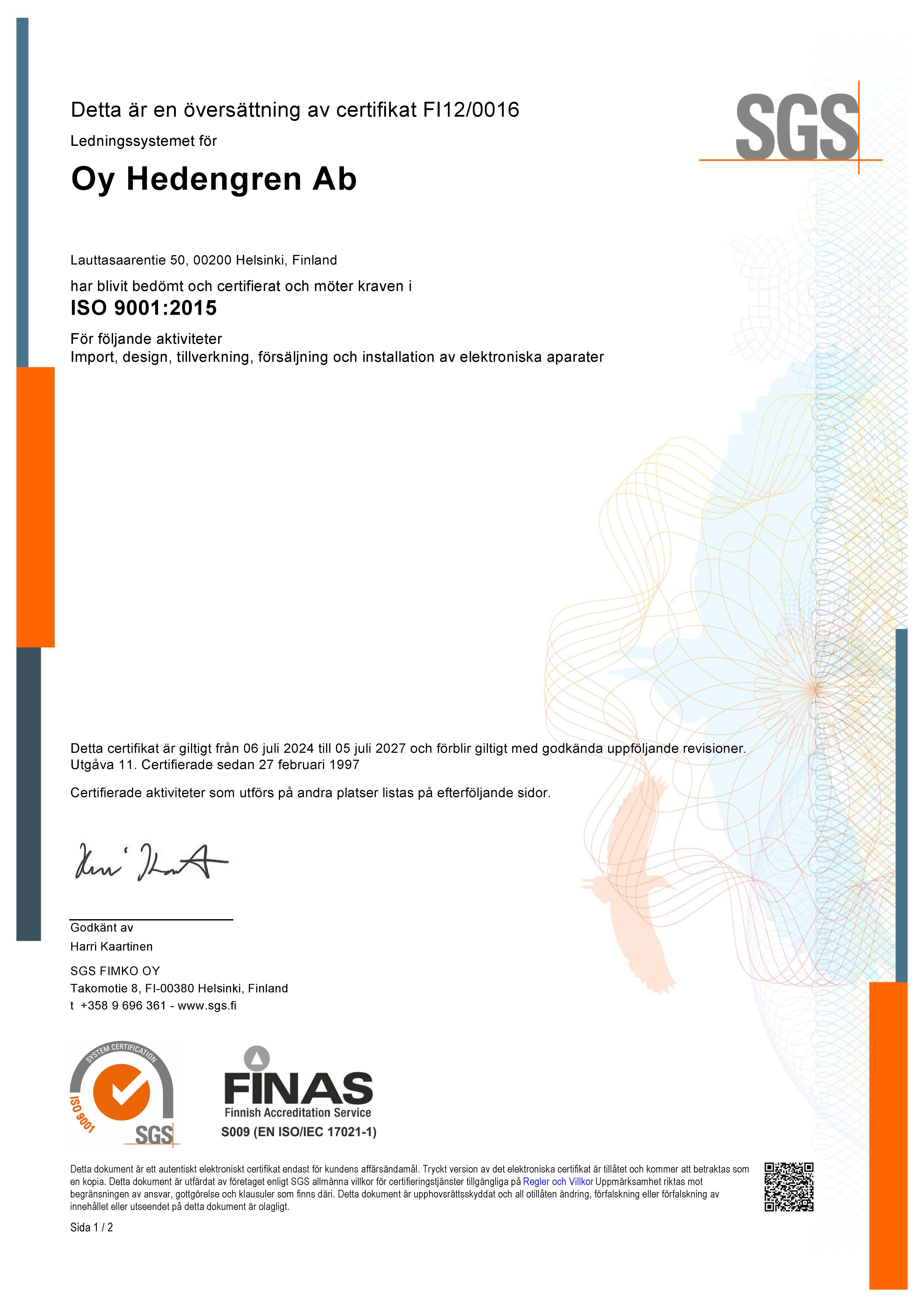 ISO 9001 certifikat